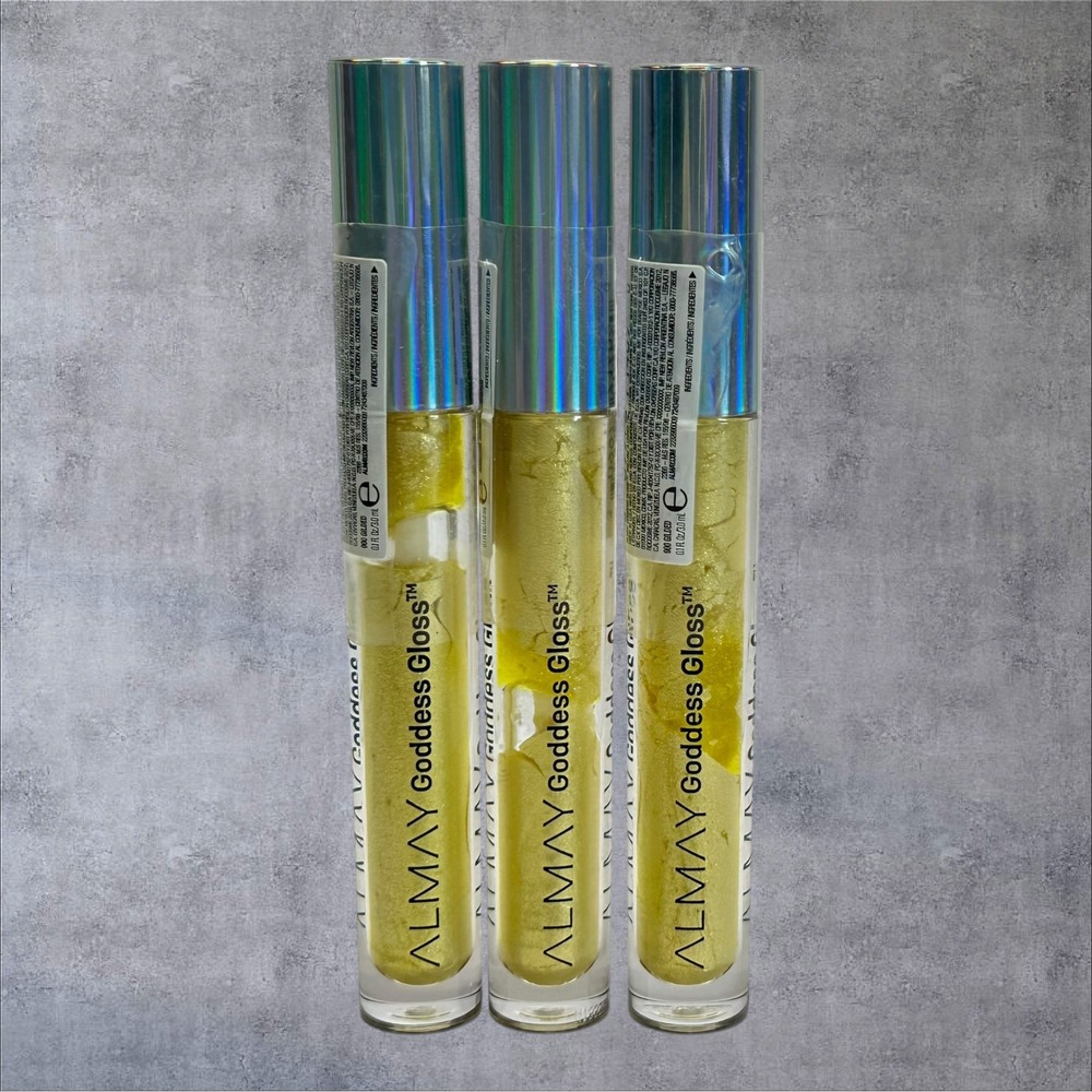 Almay Goddess Gloss Lip Gloss 3PK 900 Gilded Gold New Prismatic Shimmer Finish